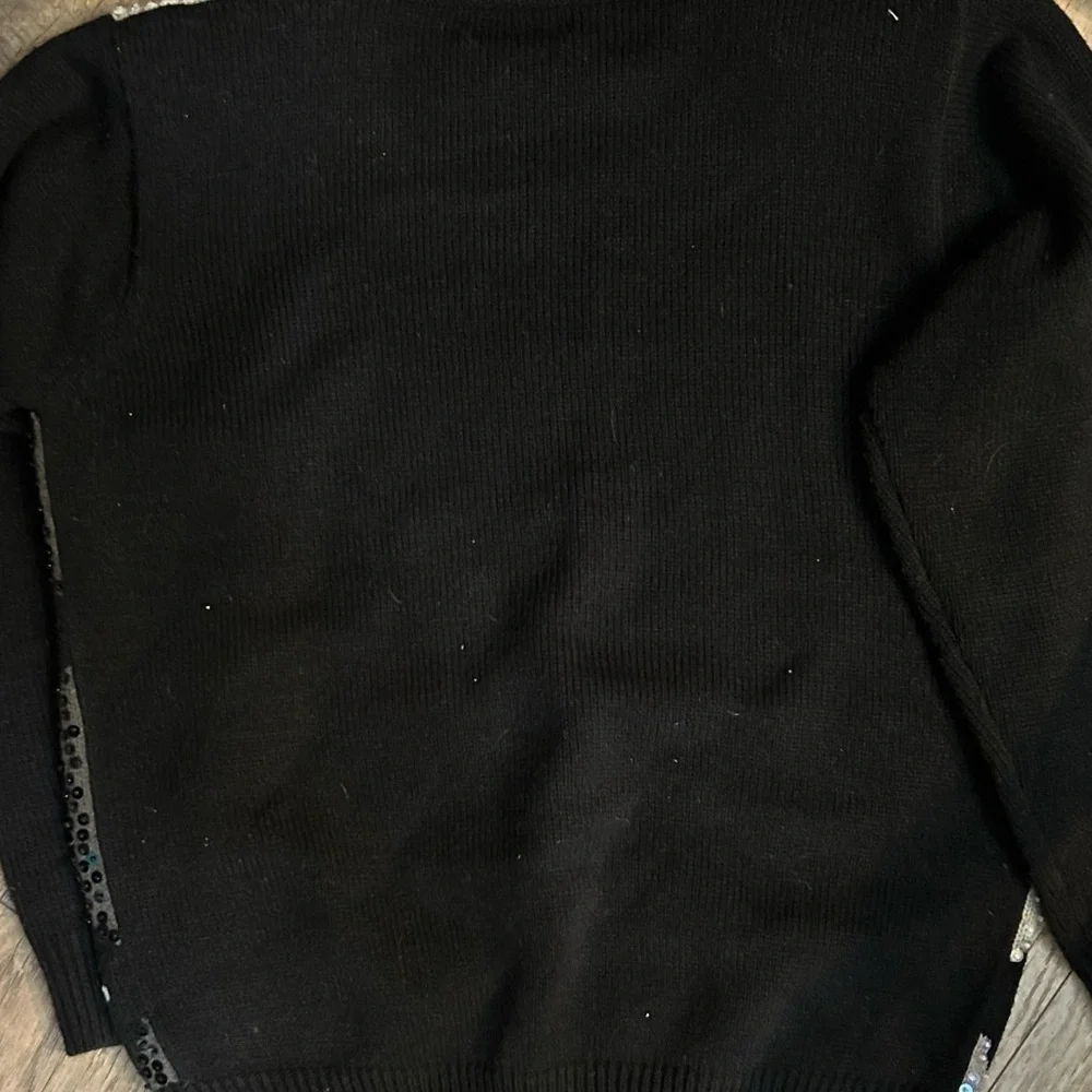 Alfred Dunner Black Sequin Diamond Sweater - Picture 2 of 3